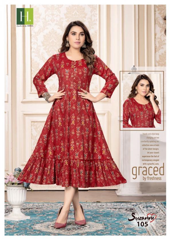 Hirwa Suzanne Casual Wear Designer Anarkali Kurti Collection